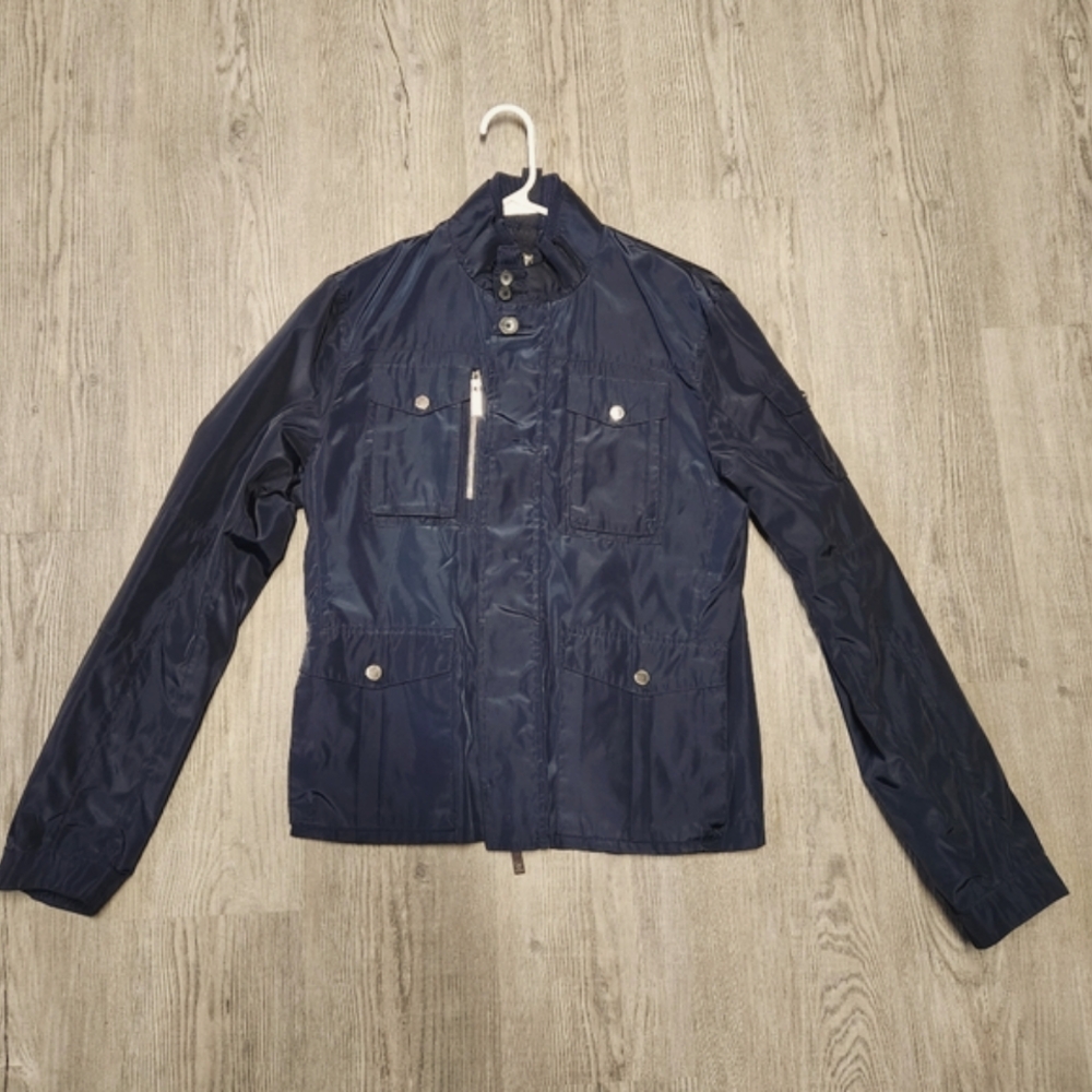 Hamaki-Ho Jacket Rain Utility Jacket Dual Zip Navy Blue Medium